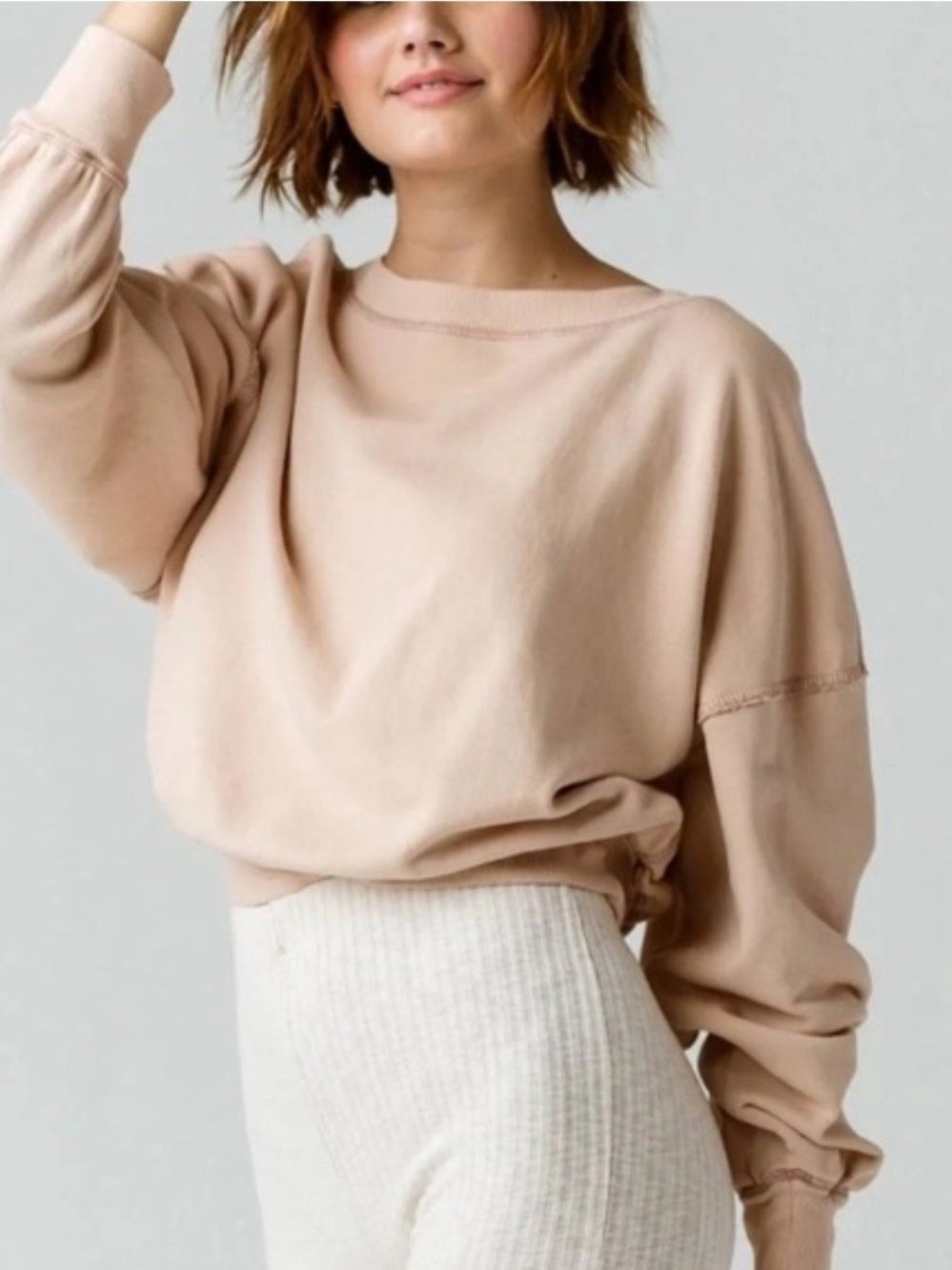 Free People Blush Beige Crewneck Sweatshirt